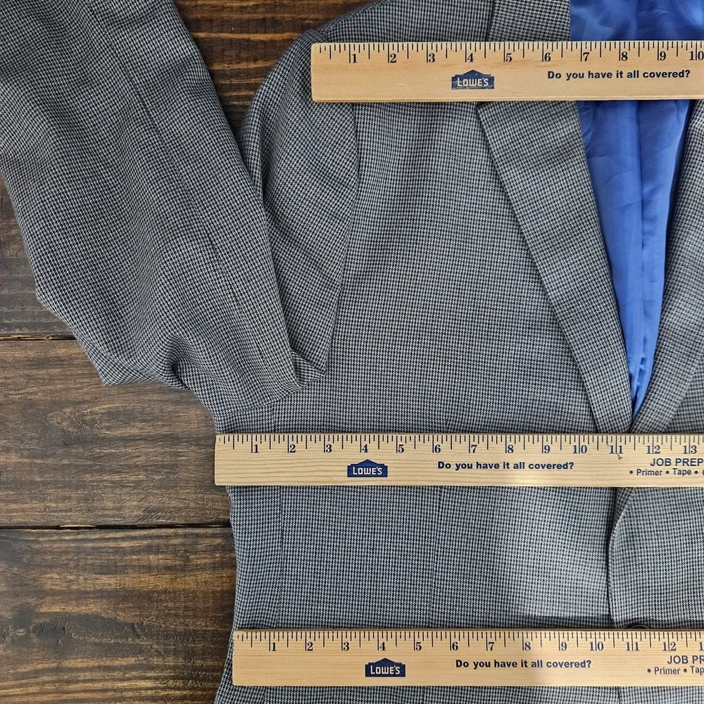 Chaps Men's Sport Coat Blazer Two Button Gray Houndstooth Polyester Blend 46XS